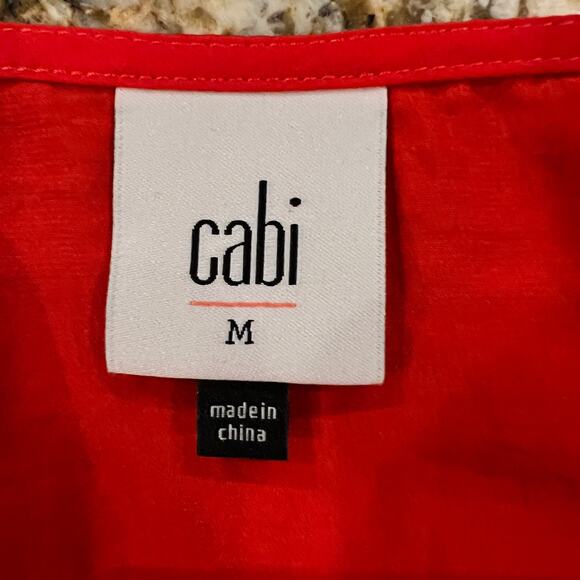 CAbi Aurora Vermillion Bright Red Ruched Sleeved V-Neck Blouse - SIZE M - Picture 4 of 8